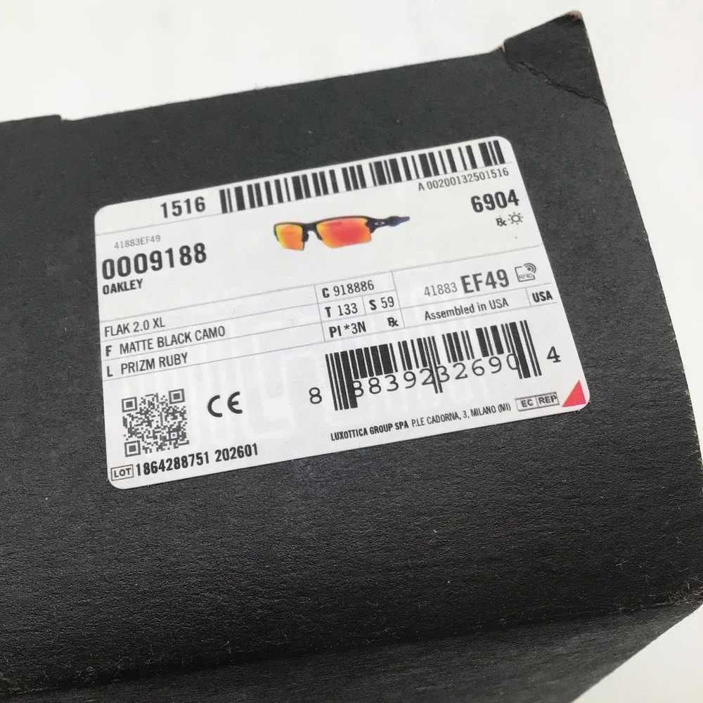 Oakley Flak 2.0 XL Sunglasses Matte Black Camo Prizm Ruby OO9188-8659 NEW